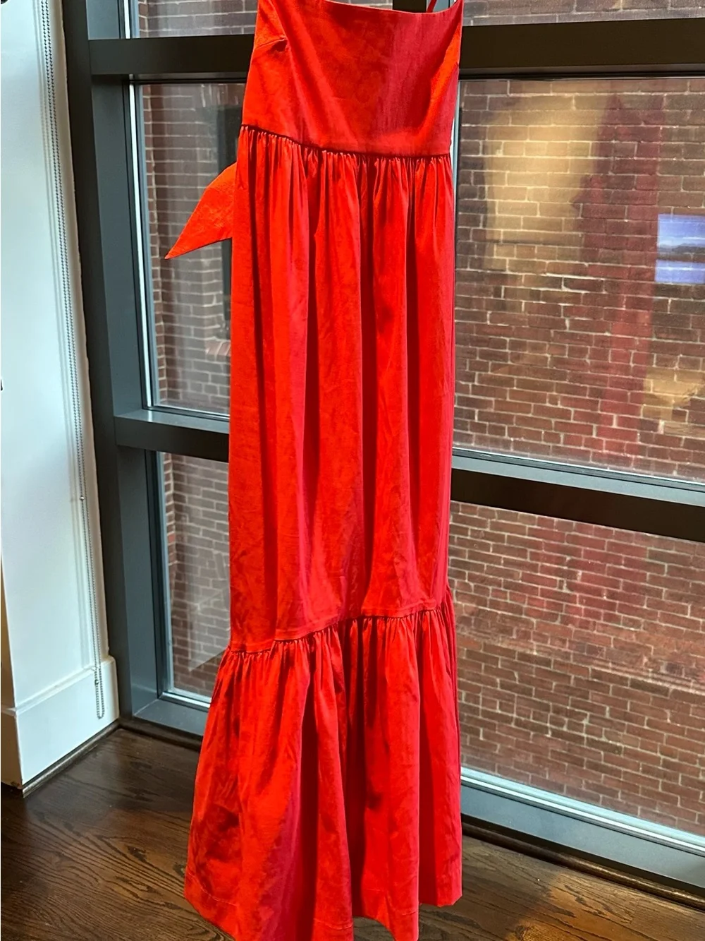 Abercrombie & Fitch Red Spaghetti-Strap Tiered Maxi Dress